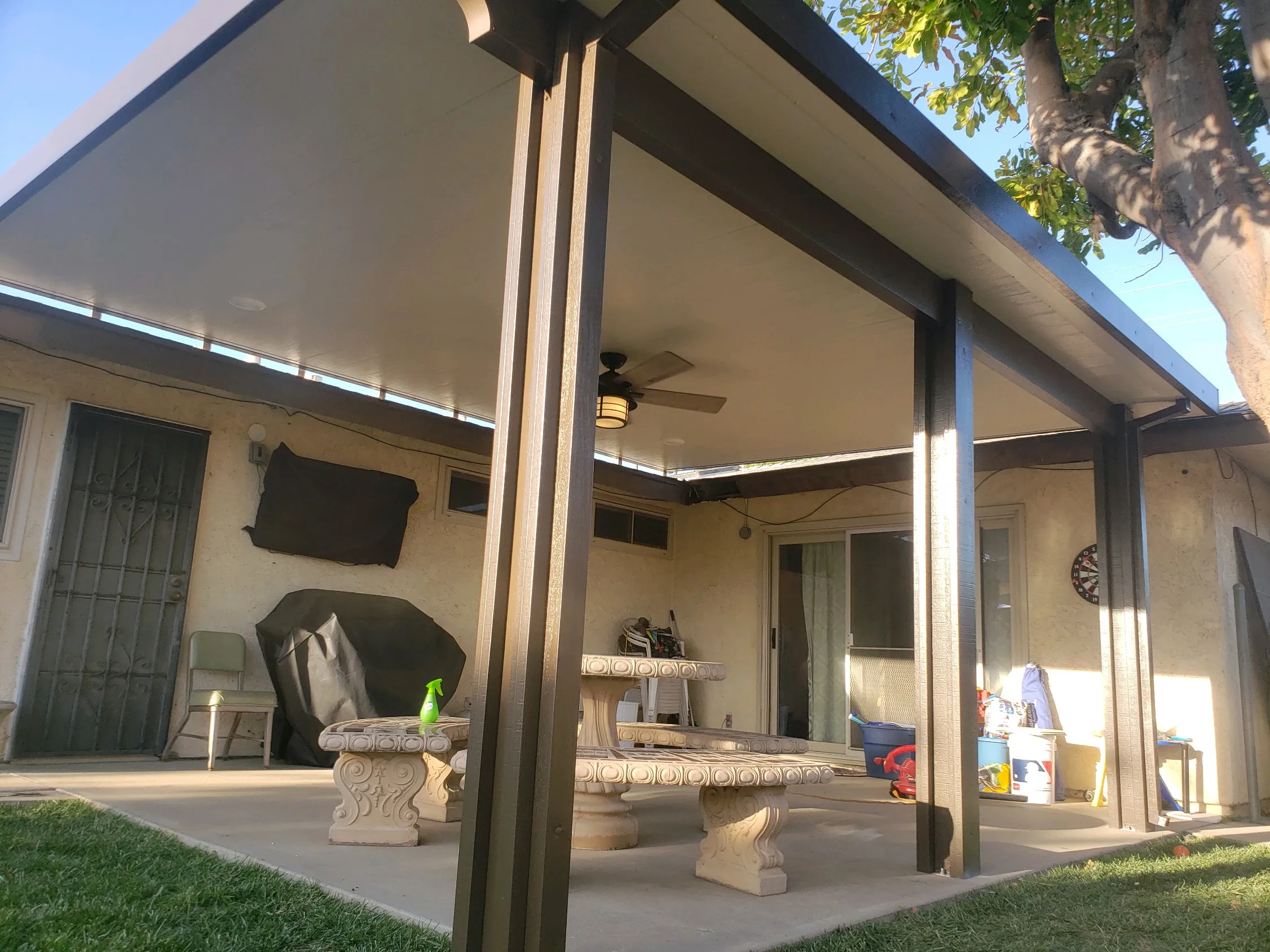 Weatherwood roof-mount insulated patio cover for a DFW home