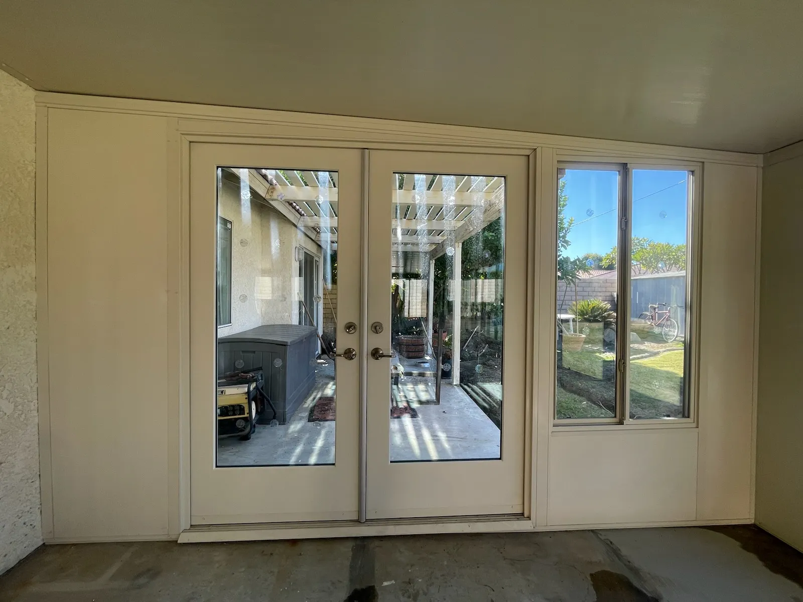 Duralife room enclosure interior view looking out through the door