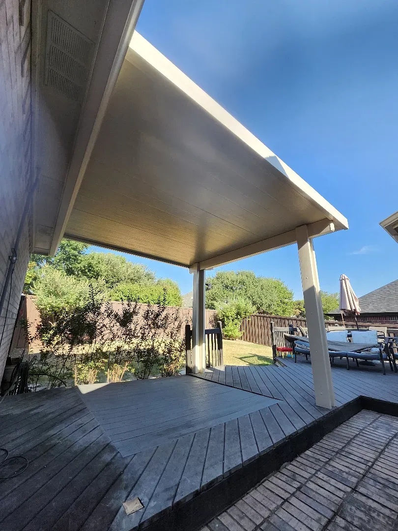 Weatherwood attached insulated aluminum patio cover with fan